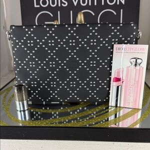 Dior Black Studded Handbag with Silver Details